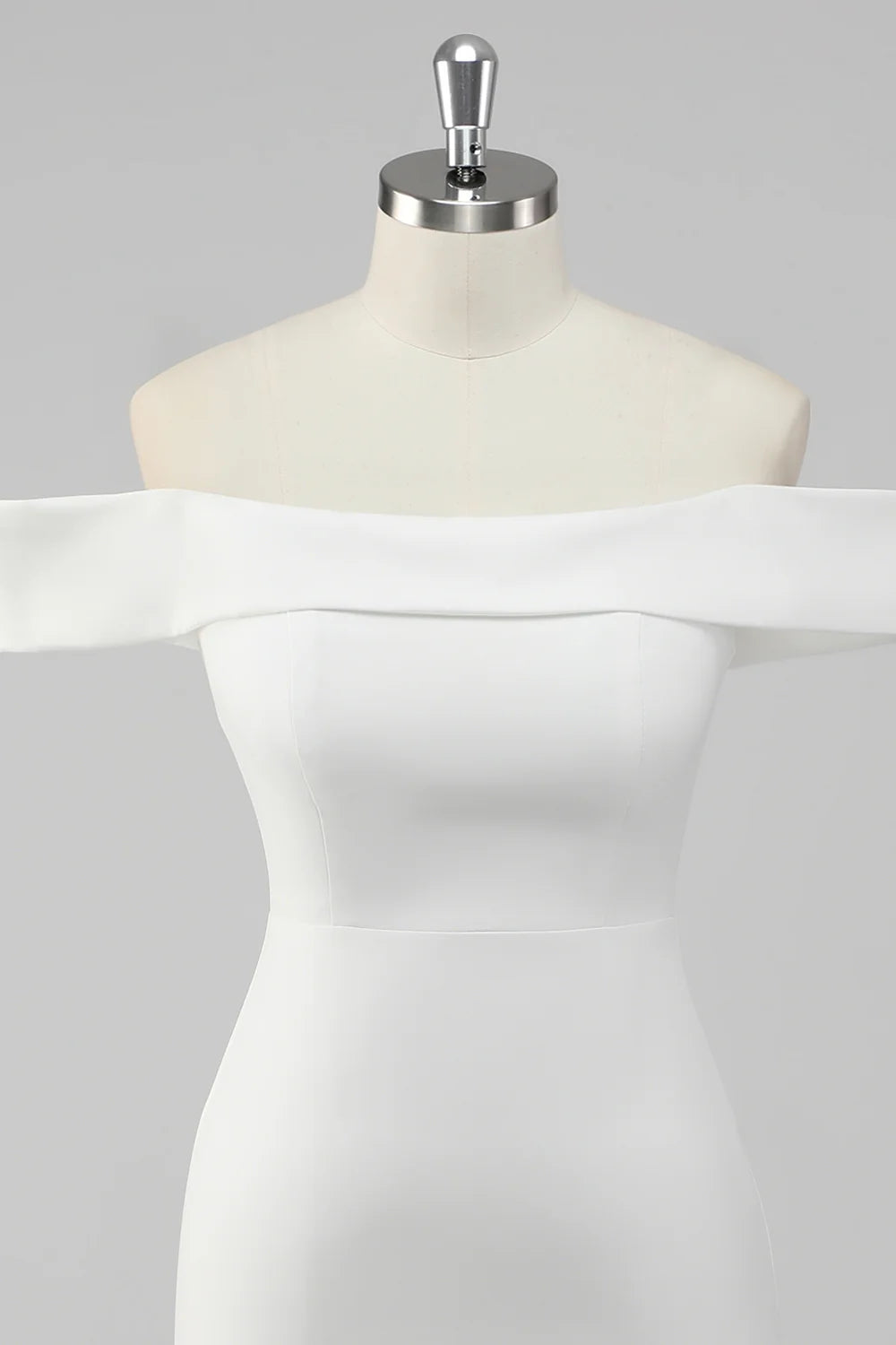Charming Satin White Off-the shoulder Bodycon Design A-line Homecoming Dress TP3641