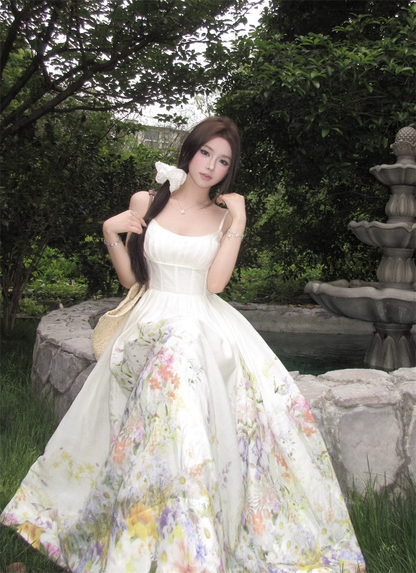 New Floral Design Simple Elegant Casual Spaghetti Strap Dress TP2961