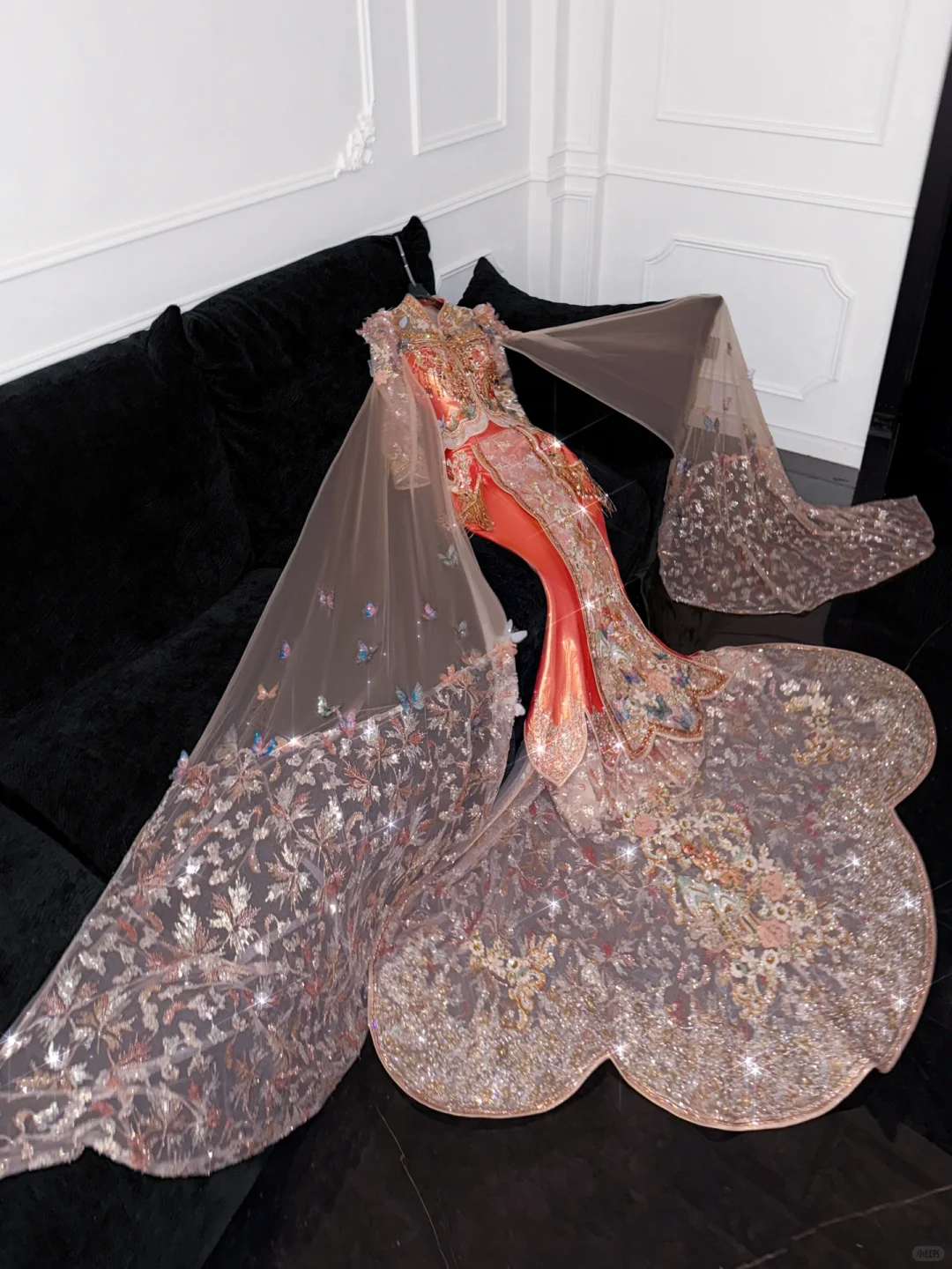 Gorgeous Shiny Beaded Exquisite Embroidery 3D Butterflies Mermaid Floor-length Evening Dress Prom Dresses TP4189