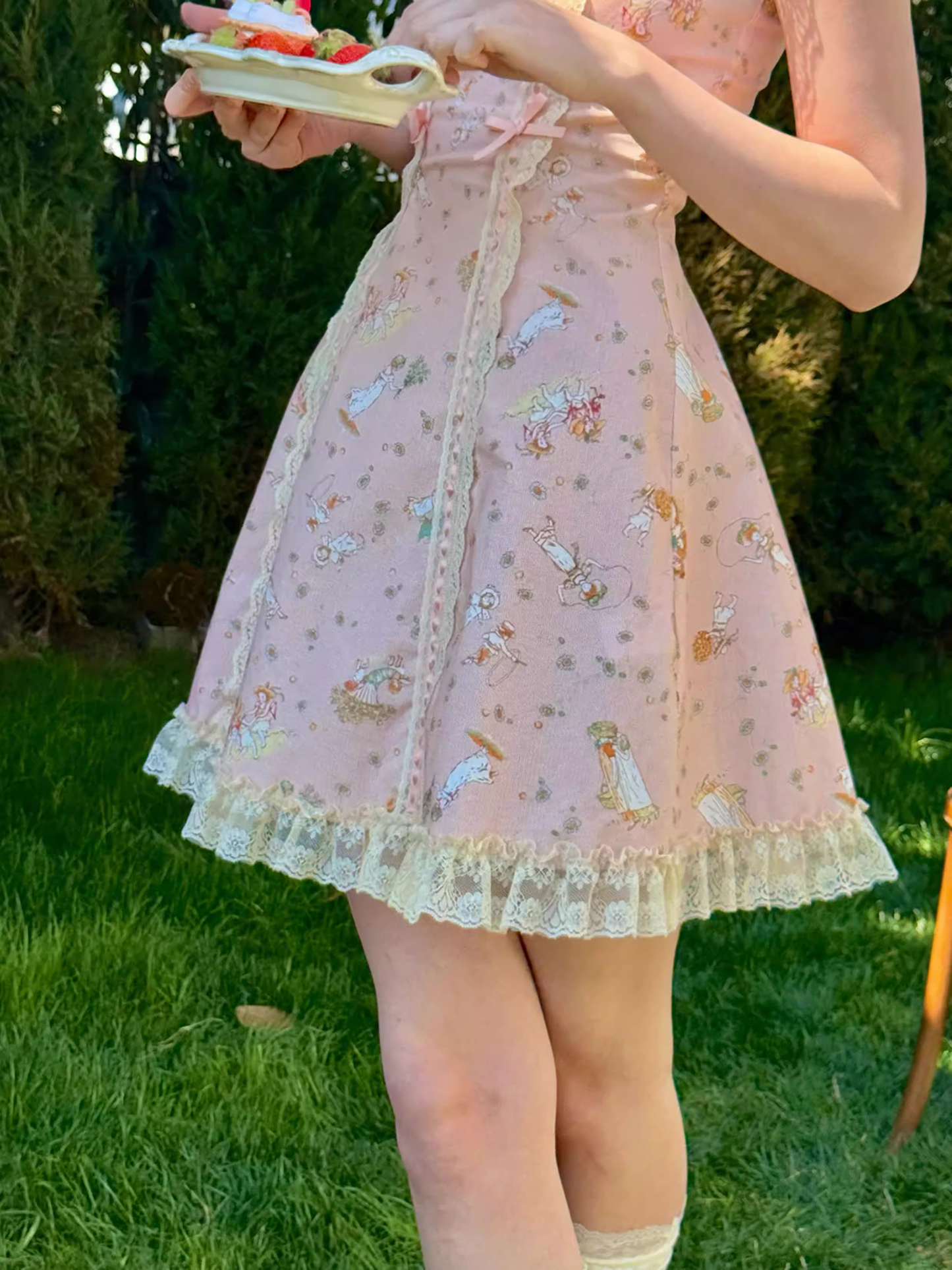 Vintage Pink Floral Ruffled A-Line Homecoming Dress Party Dress TP5690