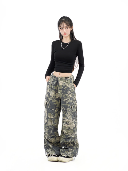 New Fashion Loose-fitting Camouflage Green Design Long Casual Pants TP3226