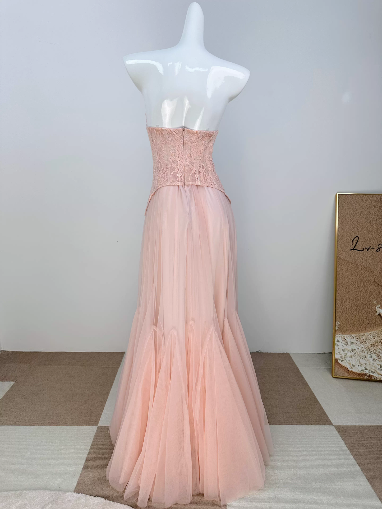 Ethereal Strapless Sweetheart Lace Corset & Tulle Prom Dress TP5708
