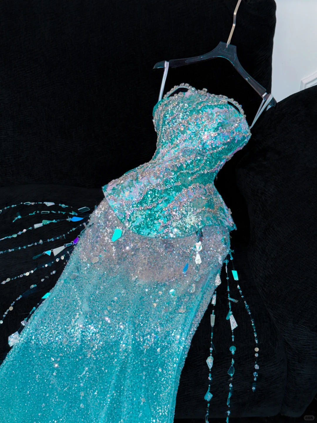 Gorgeous Sparkling Blue Sequin Beaded Mermaid Elegant Chiffon Evening Dress Prom Dresses TP4154