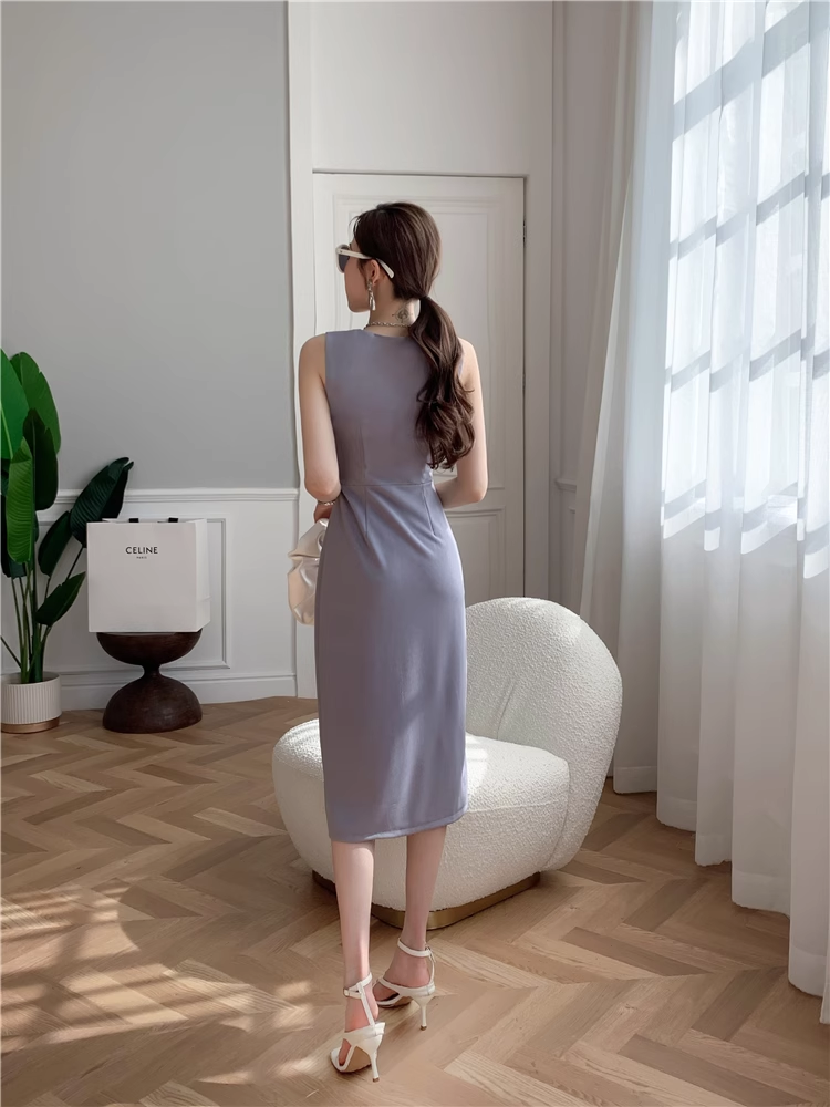 New Stylish Design Elegant Split Spaghetti Strap Dress TP2964