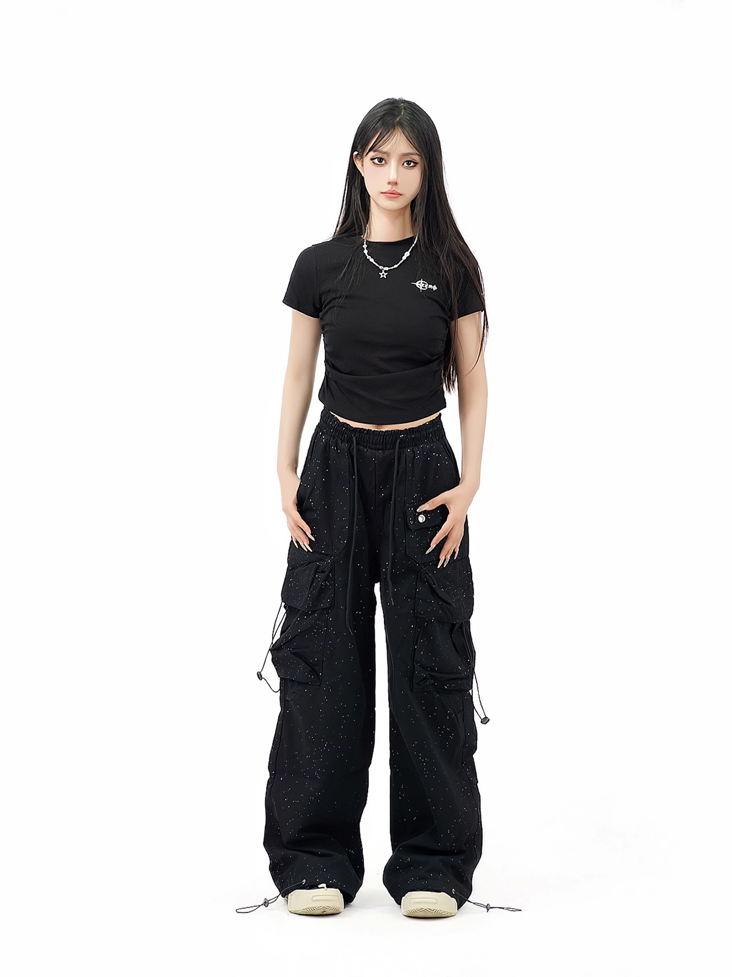 New Fashion Loose-fitting Sequin Design Street-style Long Casual Pants TP3223