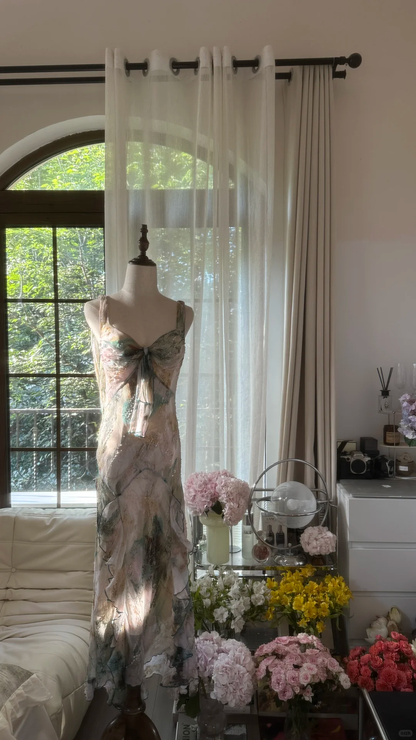 Vintage Sparkling Spaghetti Strap Backless Sweetheart Design Romantic Chiffon Evening Dress Prom Dress TP3993