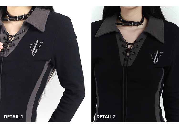 New Fashion Design Sense Short Black Long-sleeved Dress TP2935