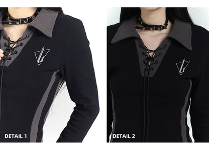 New Fashion Design Sense Short Black Long-sleeved Dress TP2935