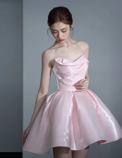 Cute Pink Off-the-shoulder Short A-Line Party Dress Cocktail Dress Homecoming Dress TP4432
