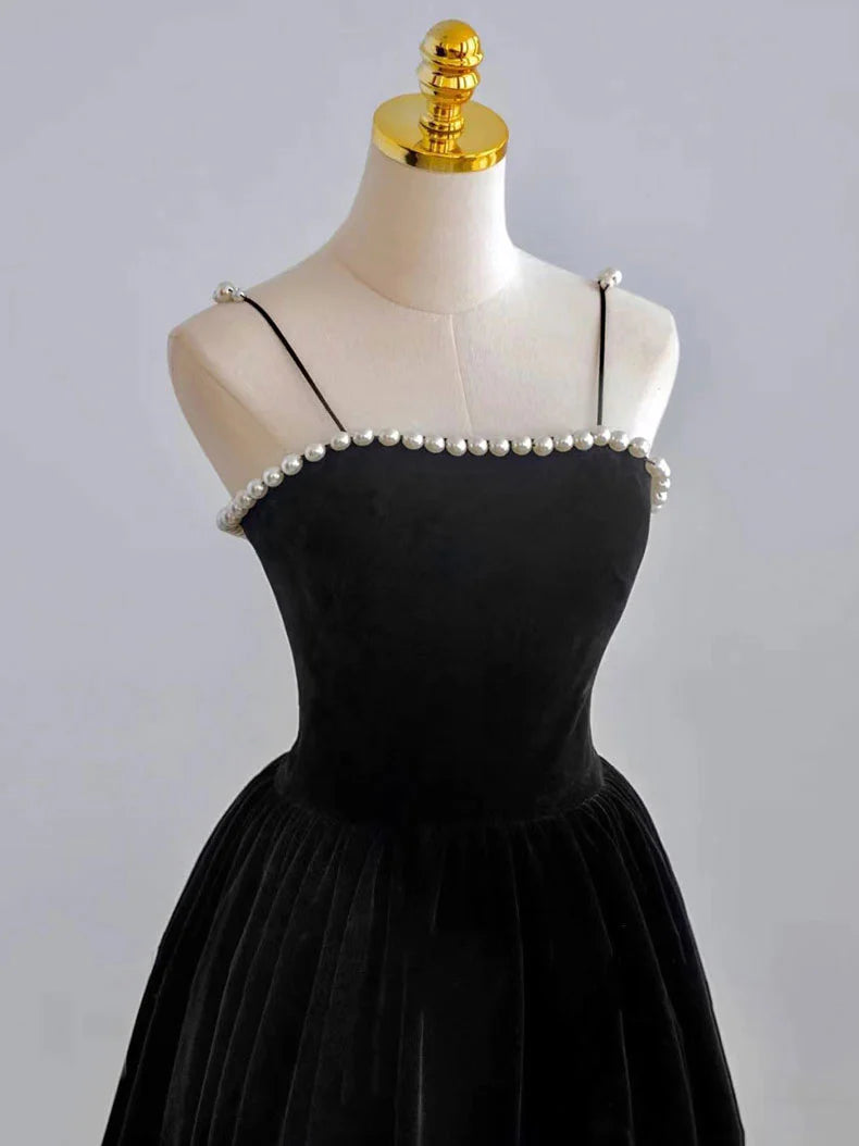 Retro Burgundy Beaded Spaghetti Strap Design A-line Velvet Party Dress Homecoming Dress TP4058
