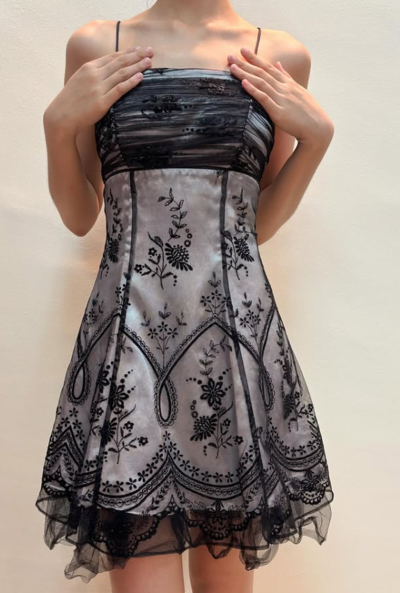 Chic Floral Spaghetti Strap A-line Chiffon Short Party Dresses Homecoming Dresses, TP3778