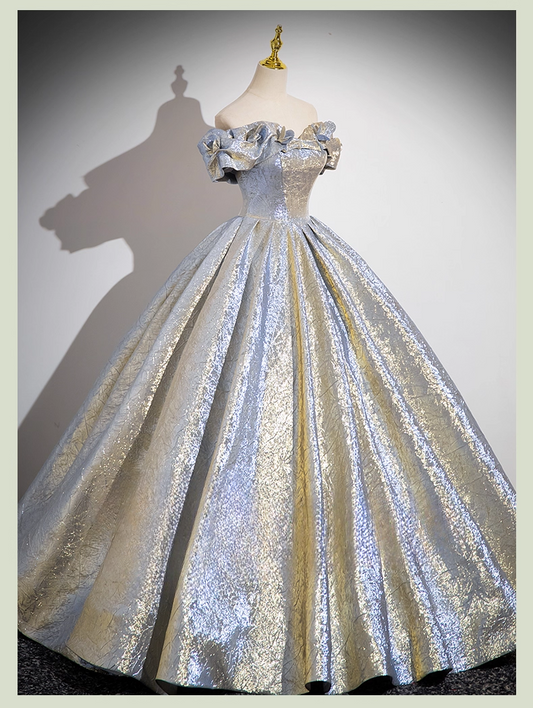 Elegant Glittering Satin Sweet 16 A-Line Off-the-shoulder Tulle Quinceanera Ball Gown TP5203