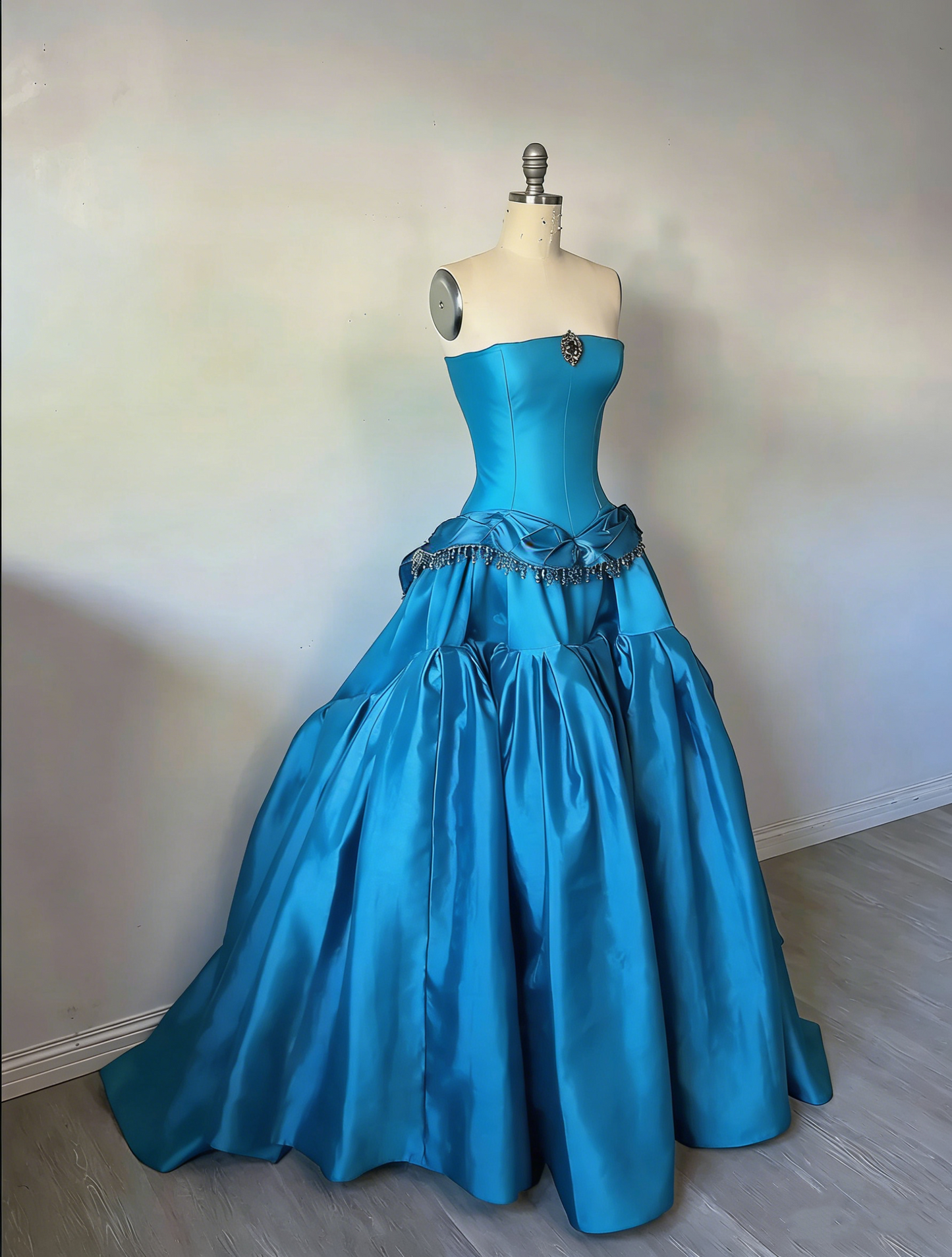 Vintage Burgundy Satin Sweet 16 Quinceanera Strapless Beaded Evening Dress Long Ball Gown TP4962