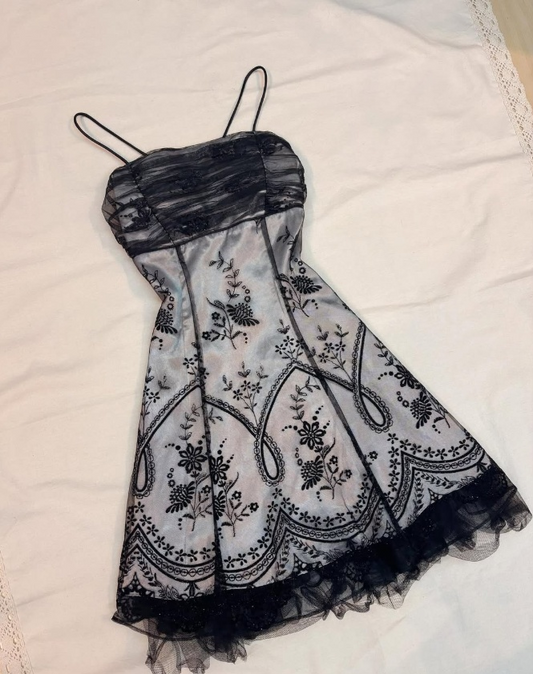 Chic Floral Spaghetti Strap A-line Chiffon Short Party Dresses Homecoming Dresses, TP3778