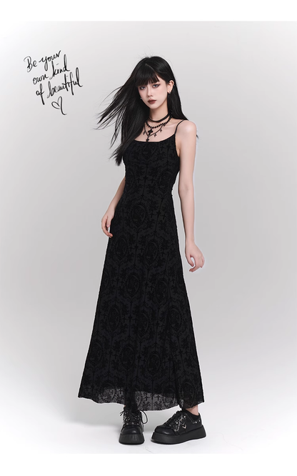 New Vintage High Quality Black Spaghetti Strap Dress TP2907