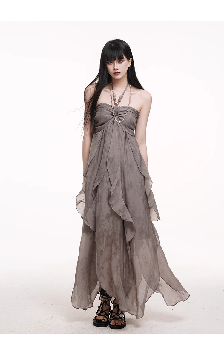 Simple Fashion Beach Party Chiffon Halter Dress TP2958
