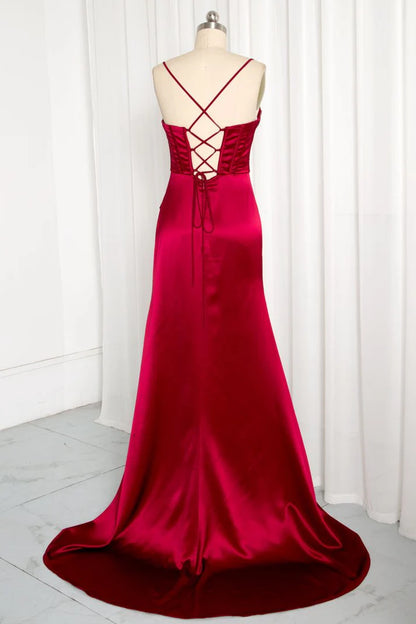 Enchanting Satin Backless Lace-up Mermaid Long Prom Dress Party Dress Evening Dress TP4489