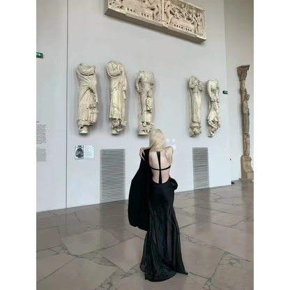 New French Bllack Sexy Elegant Halter Dress TP2878