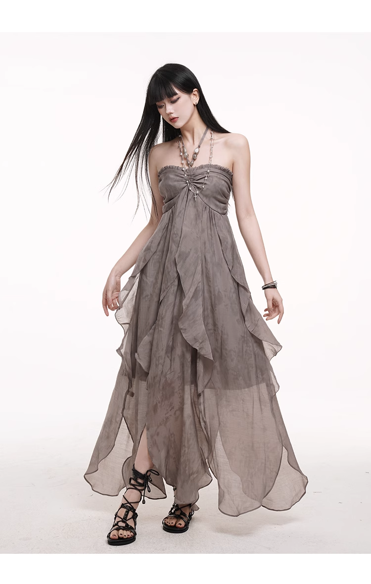 Simple Fashion Beach Party Chiffon Halter Dress TP2958