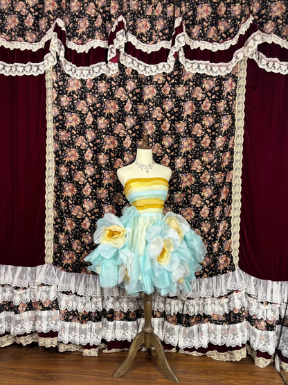 Vintage 3D Flowers Strapless A-Line Short Party Dresses Homecoming Dresses TP3913