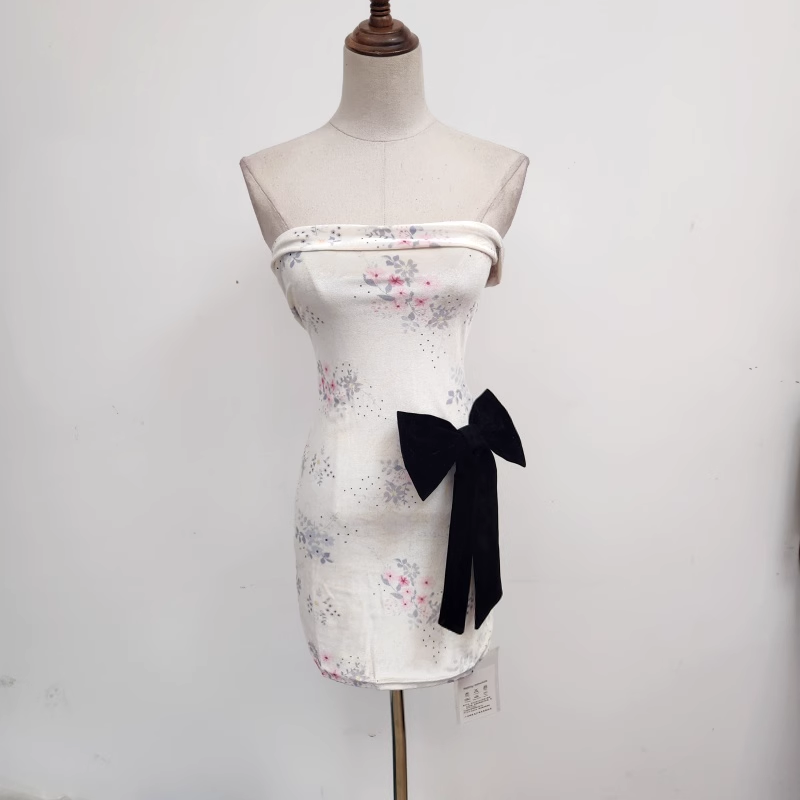New Fashion Floral Bow Bodycon Design A-line Sleeveless Strapless Homecoming DressTP3722