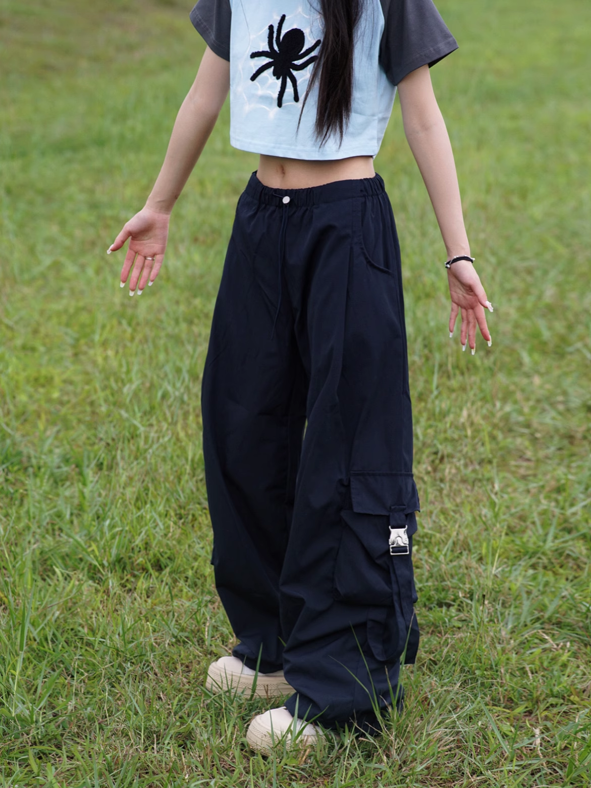 New Fashion Loose-fitting Multi-pocket Design Street-style Long Casual Pants TP3225