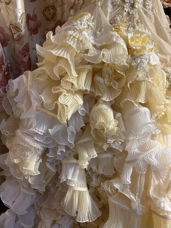 Vintage Applique Ruffles Strapless Sweet 16 Quinceanera A-Line Evening Dress Ball Gown TP4287