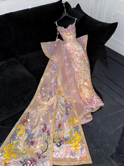 Gorgeous Sparkling Beaded Sequin Exquisite Embroidery Mermaid Design  Evening Dress Prom Dresses Outfit TP4161