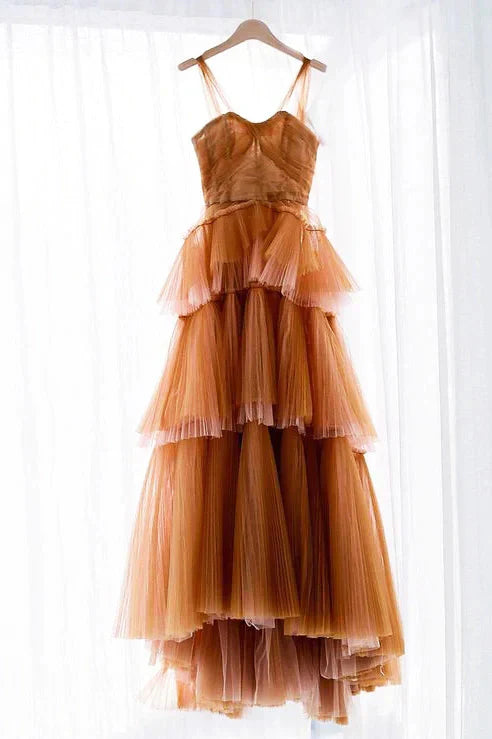 Vintage Elegant A-Line Tiered Prom Dress Long Sweetheart Evening Dress Chiffon  Formal Dress TP4578