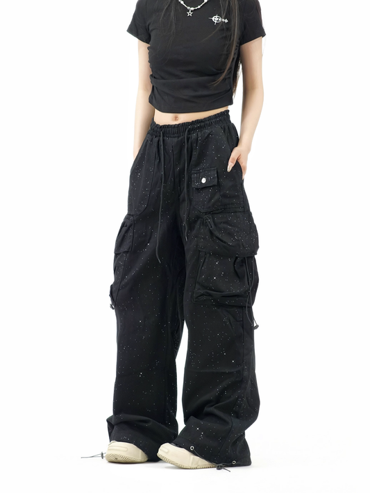 New Fashion Loose-fitting Sequin Design Street-style Long Casual Pants TP3223