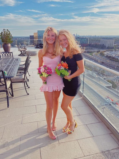 Cute Pink Spaghetti Strap Sheath Short Party Dress Cocktail Dress Homecoming Dress TP4374