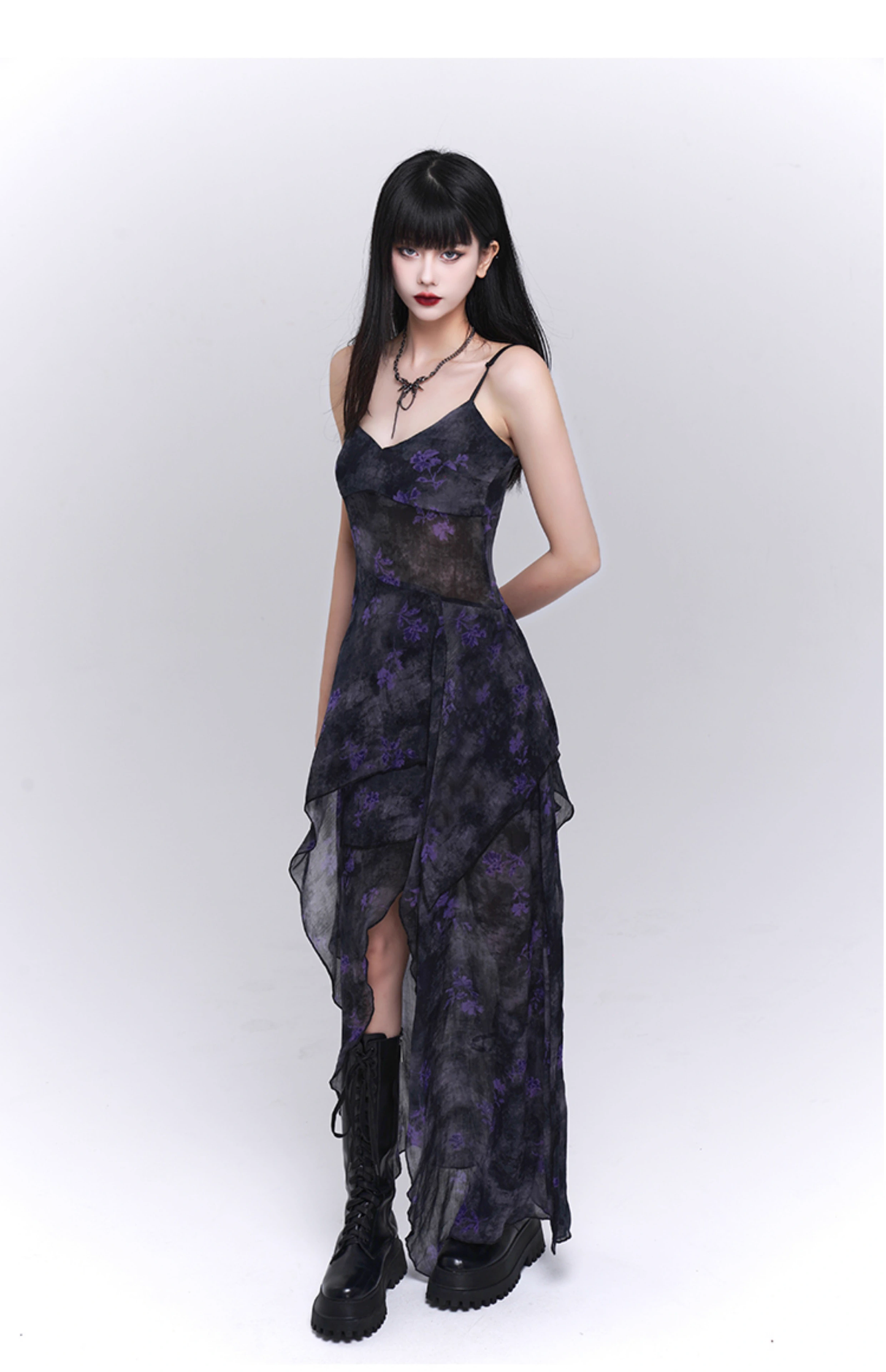 Fashion Design Sense Long Black Spaghetti Strap Dress TP2921
