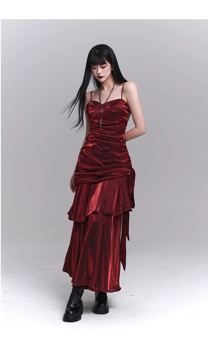 Vintage Fashion Red Spaghetti Strap Dress TP2910