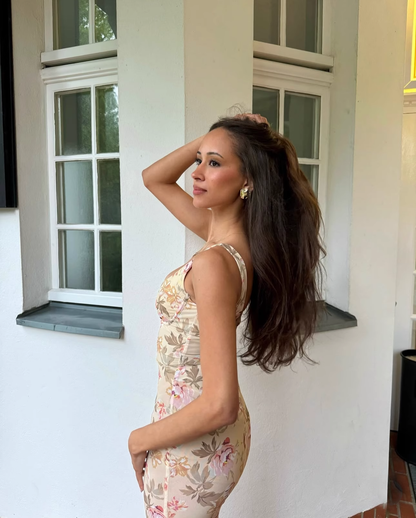 Simple Fashion Mermaid Floral Design A-line Women Dress TP3881
