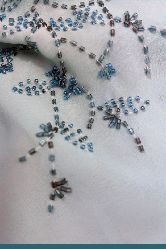 Vintage Gradient Blue Beaded Evening Gown Sheath Spaghetti Strap Party Dress Long Formal Dress TP4979