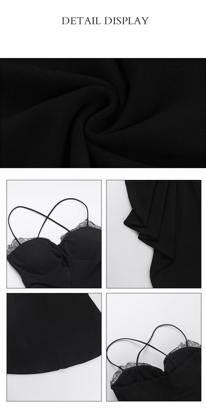 Enchanting Black Sweetheart Spaghetti Strap Pleated Mermaid Prom Dress Evening Dress TP4349
