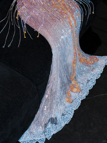 Fashion Sparkling Beaded Sequin Mermaid Elegant Chiffon Evening Dress Prom Dresses TP4157