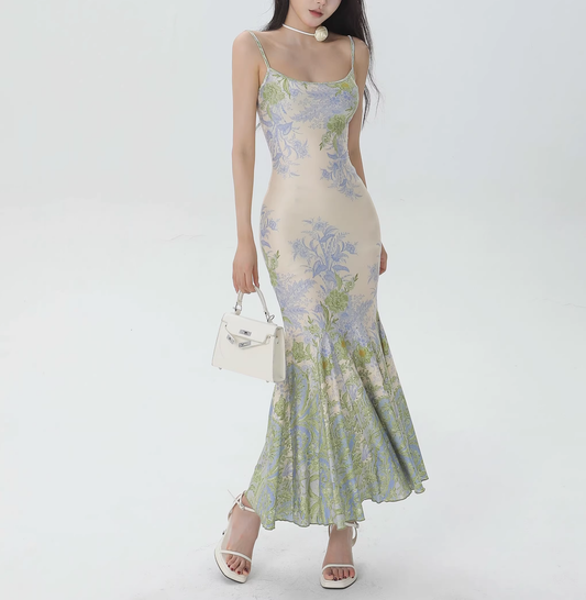 New Fashion Starry Sky Blue Spaghetti Strap Dress Elegant Banquet Dress TP2883