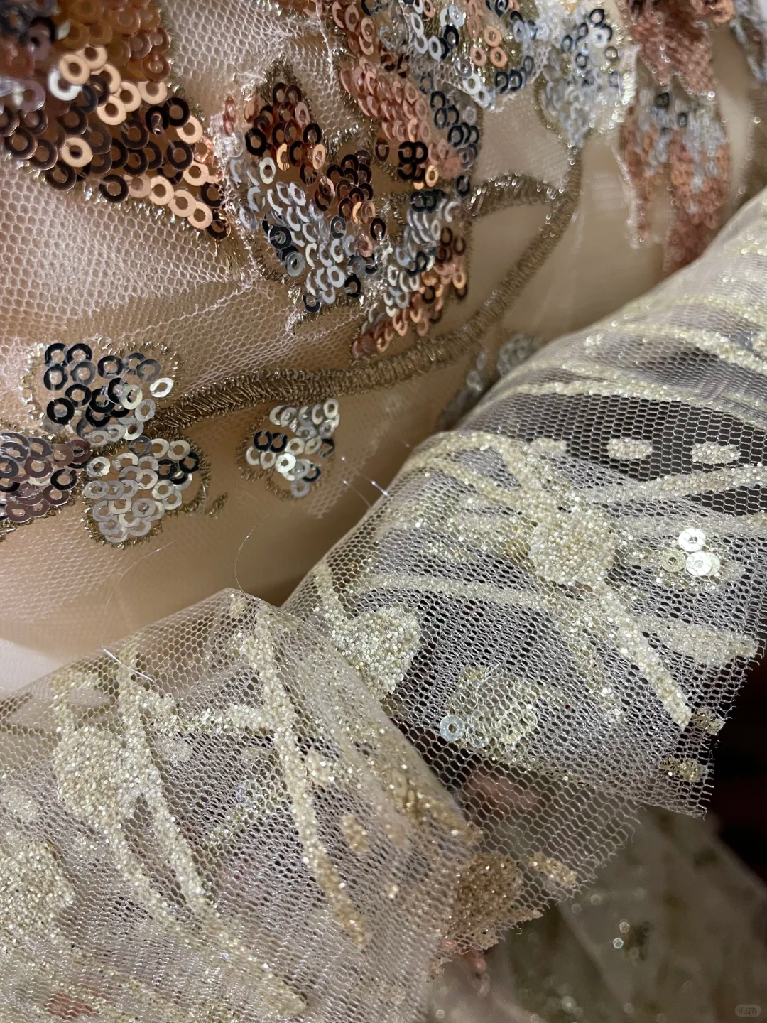 Glamorous Champagne Gold Sequin Off-Shoulder Beaded Tiered Tulle Sweet 15 Quinceanera Ball Gown TP5459