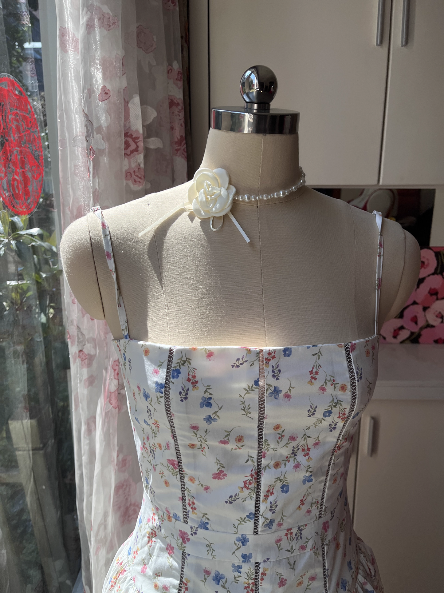 Chic Floral A-Line Spaghetti Strap Long Party Dress TP4923