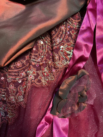 Vintage Burgundy Strapless Sequin Sweet 16 Quinceanera A-Line Evening Dress Ball Gown TP4286