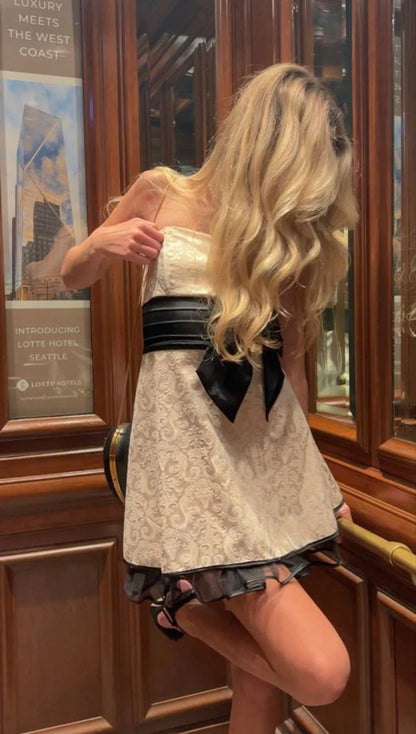 Vintage Ivory Embroidery Strapless A-Line Short Party Dress Cocktail Dress Homecoming Dress TP4455