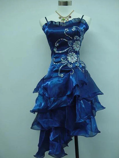 Vintage Shiny Beaded Spaghetti Strap A-Line Short Party Dress Cocktail Dress Homecoming Dress TP4456