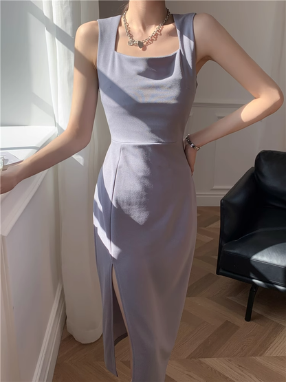 New Stylish Design Elegant Split Spaghetti Strap Dress TP2964