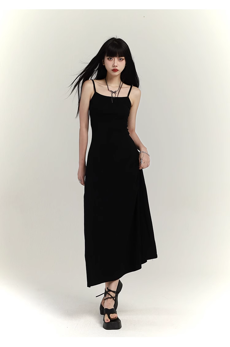 Simple Design Sense Fashion Solid Color Spaghetti Strap Dress TP2927