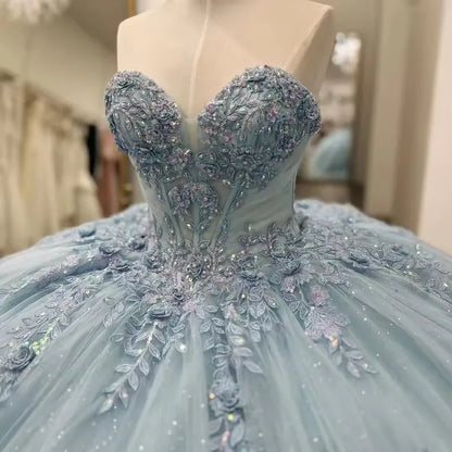 Elegant Sky Blue Sweetheart Sweet 16 Quinceanera A-Line Prom Dress Birthday Dress Evening Dress Ball Gown TP4531