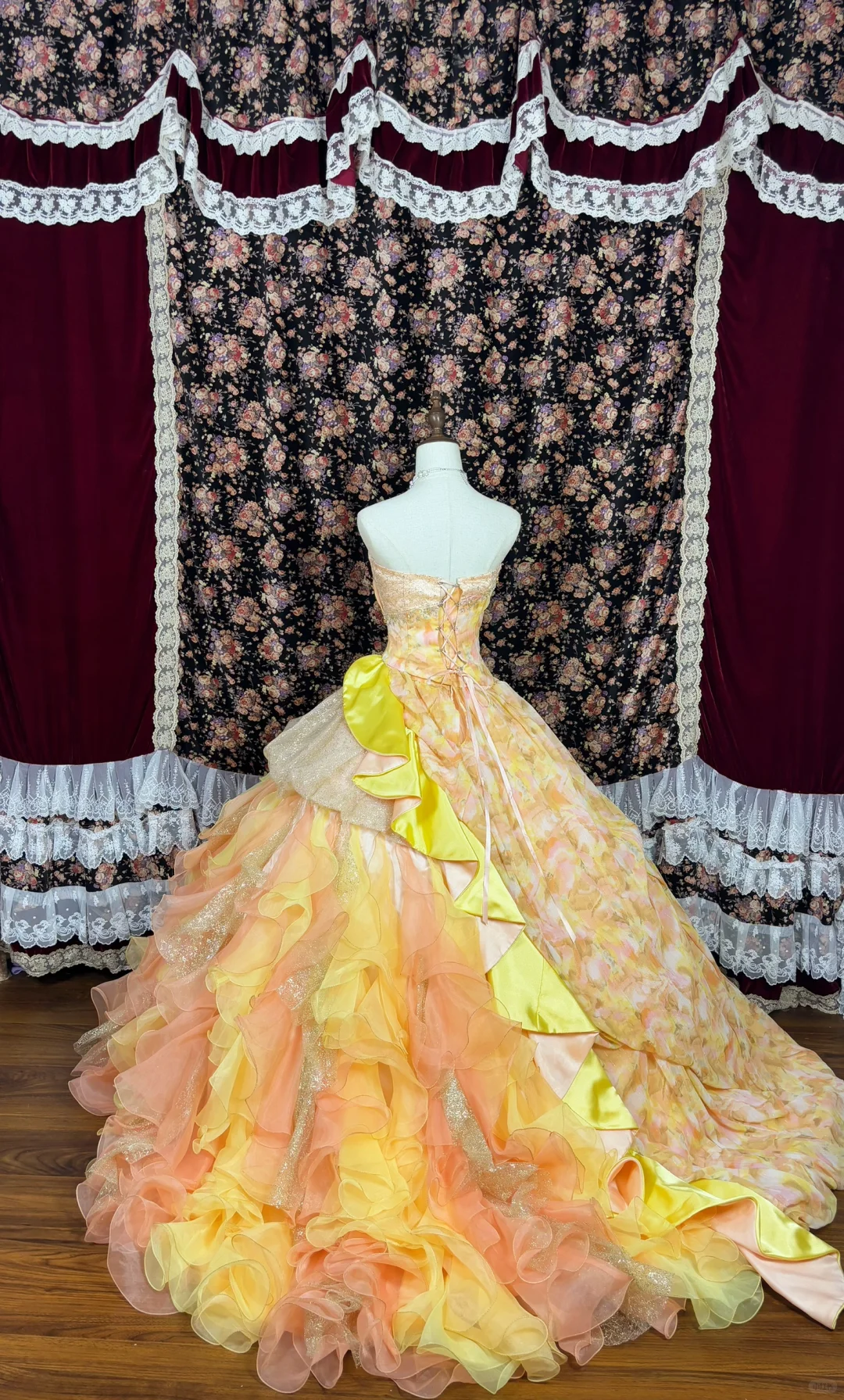 Gorgeous Floral Sweet 16 Quinceanera Strapless A-Line Floor-length Prom Dress Birthday Dress Evening Dress Ball Gown TP4383