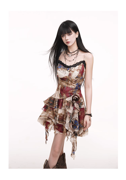 Women New Fashion Party Chiffon Spaghetti Strap Dress TP2959