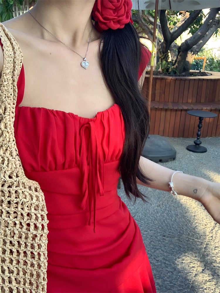 Vintage Red A-Line Tiered Homecoming Dress Party Dress Cocktail Dress TP4722