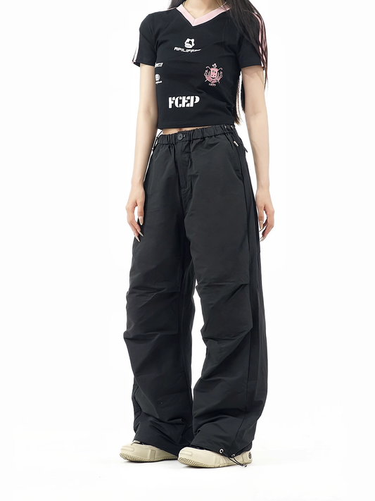 Simple Loose-fitting Elastic Waistband Design Street-style Long Casual Pants TP3238